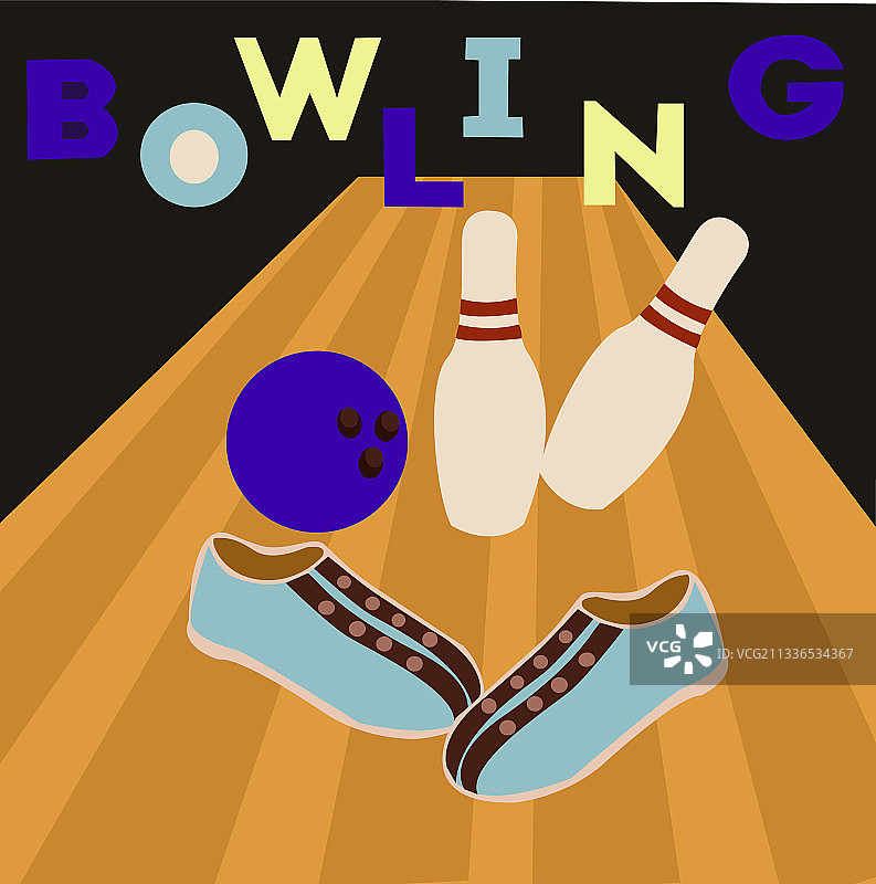 球道上的保龄球瓶和球图片素材