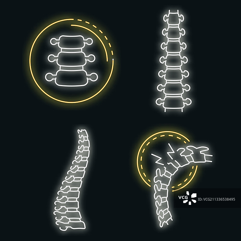 脊柱图标霓虹灯套装图片素材