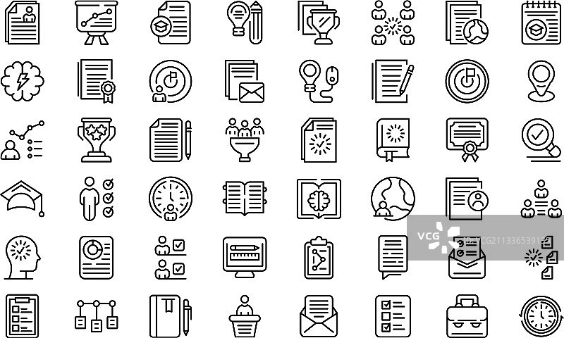 教育工作流程图标轮廓样式图片素材