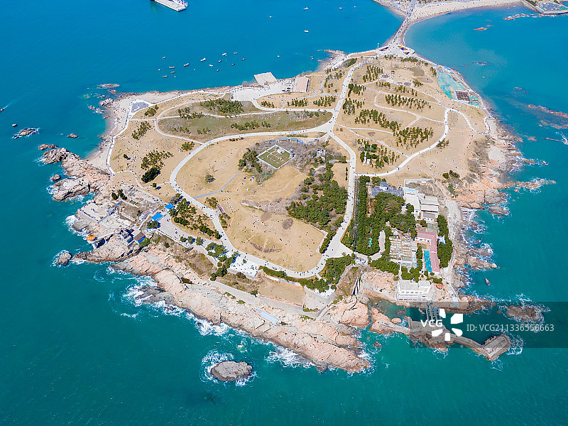 青岛小麦岛航拍图片素材