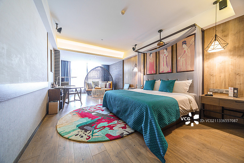 新中式风格酒店客房图片素材