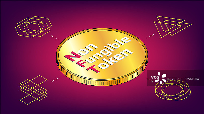 NFT非同质化代币等距黄金币图片素材