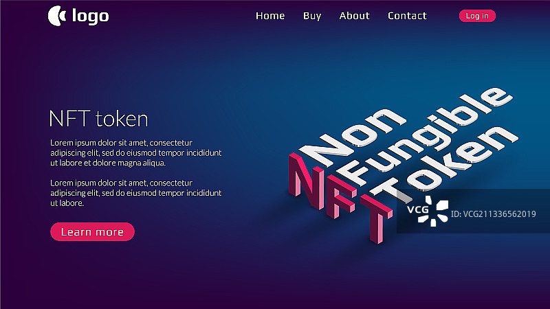 蓝色NFT非同质化代币网站模板图片素材