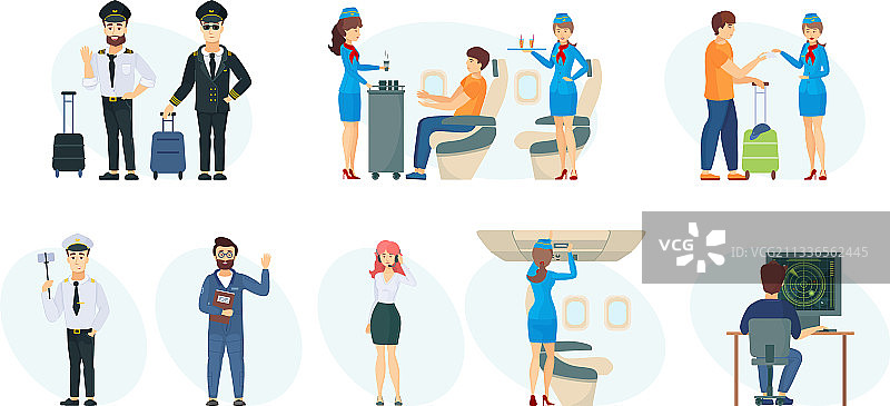 商业航班机组人员空中交通信息板图片素材