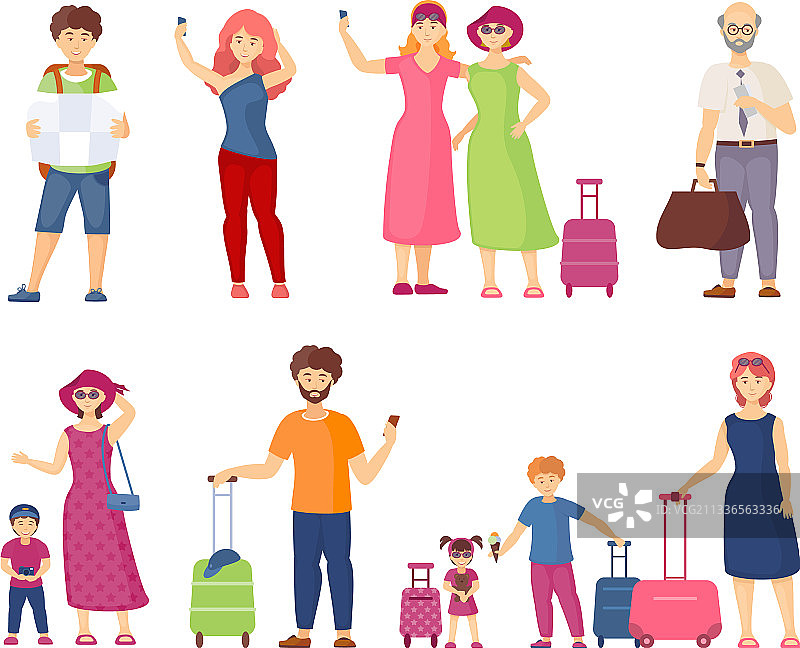 夏季旅行团与行李图片素材