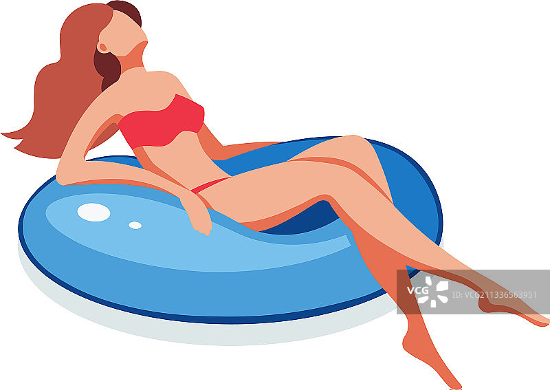 年轻女人在游泳圈上休息图片素材