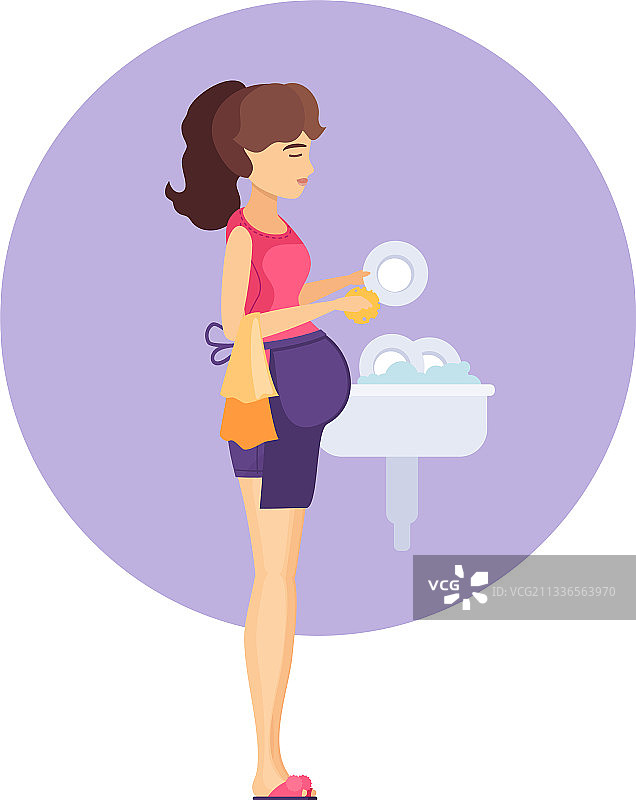 孕妇做家务洗碗图片素材