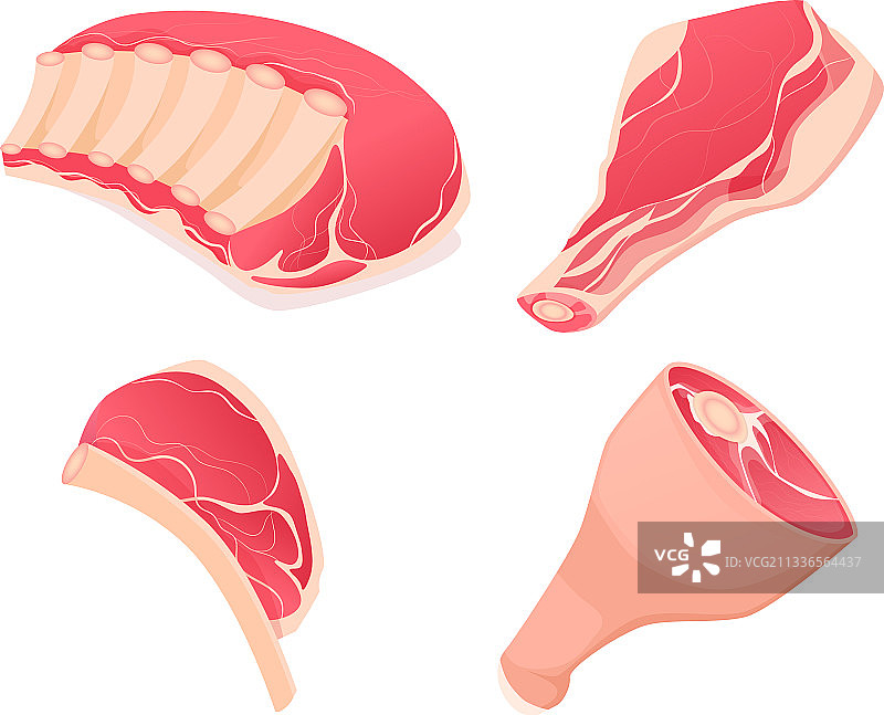 猪肋排鸡腿牛肉片图片素材