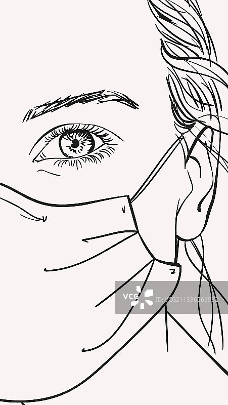 戴医用口罩的少女肖像图片素材