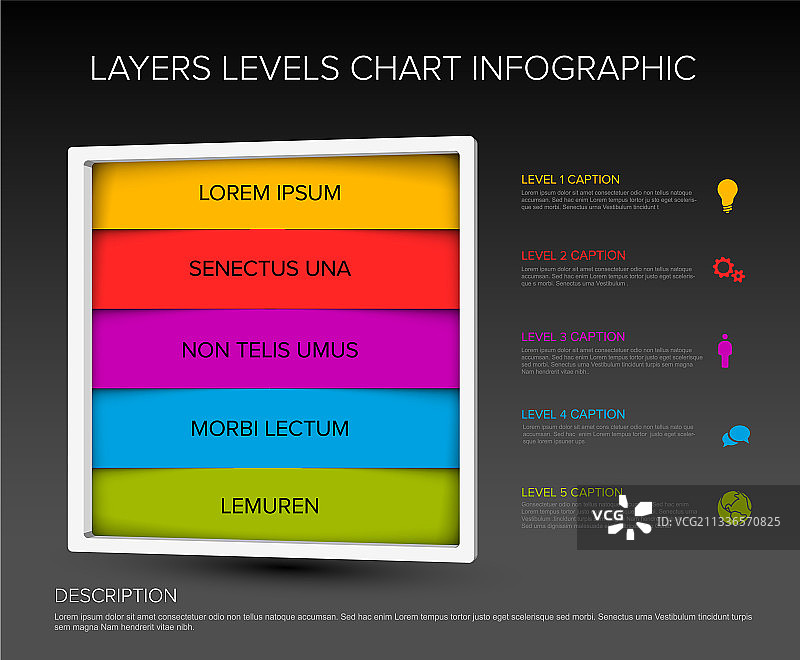 方形分层等级信息图表模板图片素材