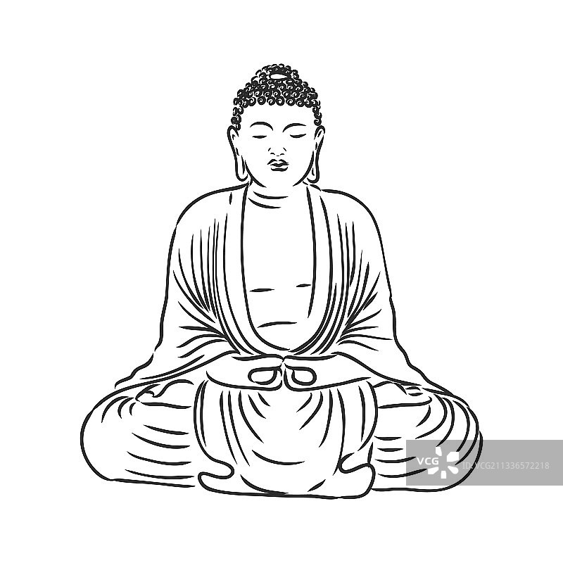 白色背景上的线条手绘佛像图片素材