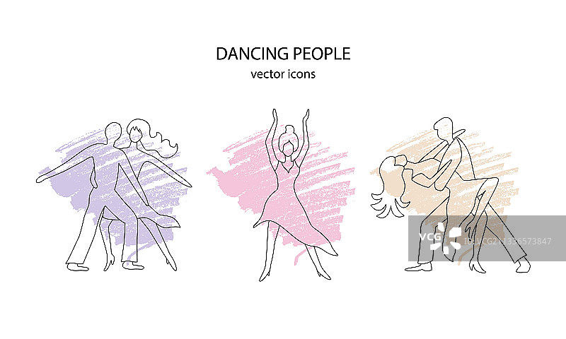 柔和背景上的舞蹈人物线条图标图片素材