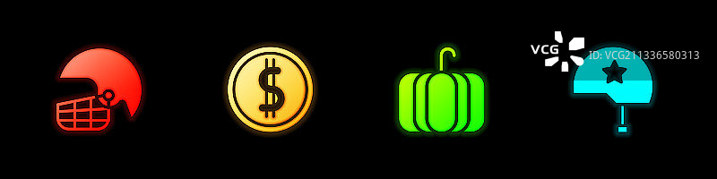 美式橄榄球头盔、硬币组合图片素材