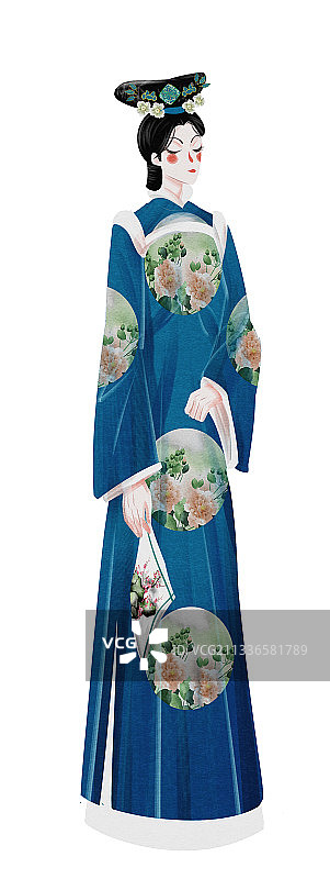中国风清朝格格人物插画元素图片素材