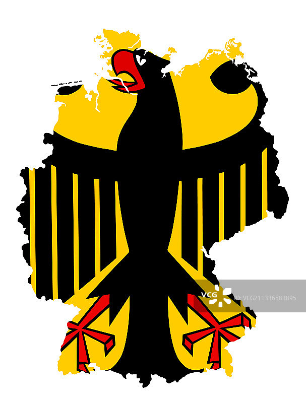 德国地图、国徽与黑鹰标志图片素材