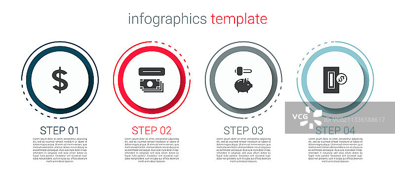 美元符号ATM机储蓄罐套装图片素材