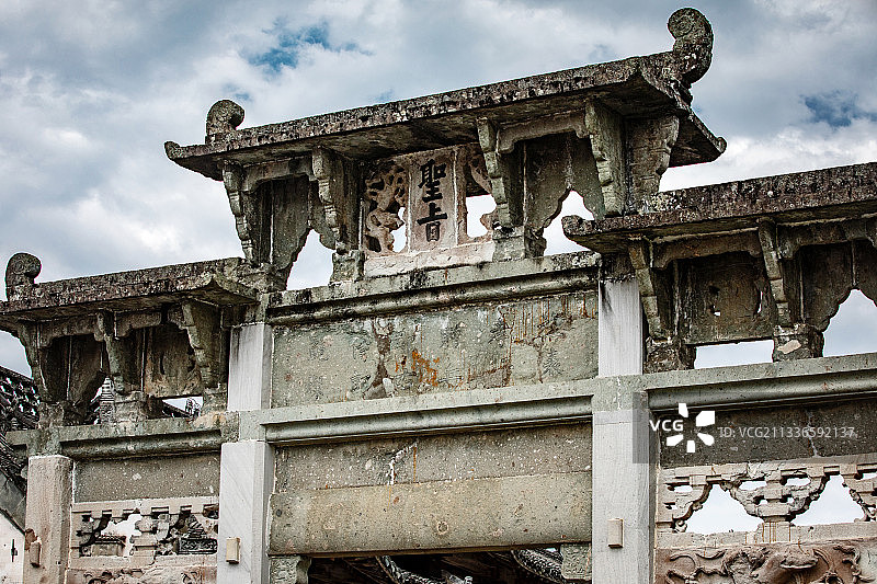 拍摄安徽歙县棠樾牌坊群景区内部分建筑图片素材