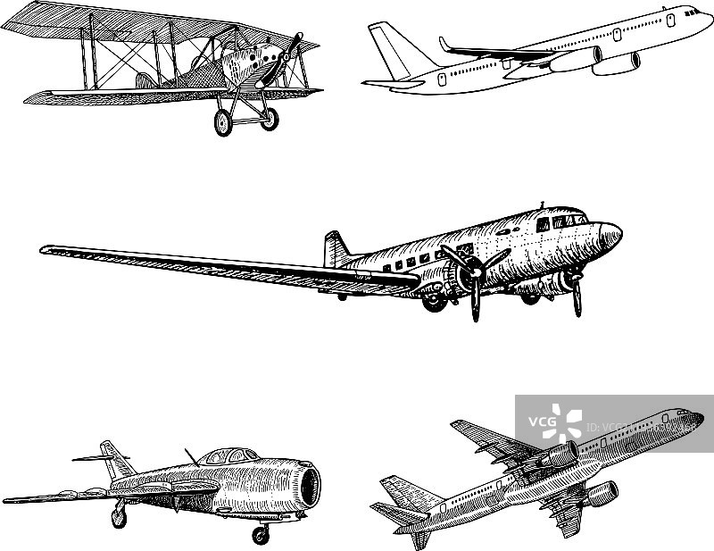 手绘飞机追踪集合图片素材