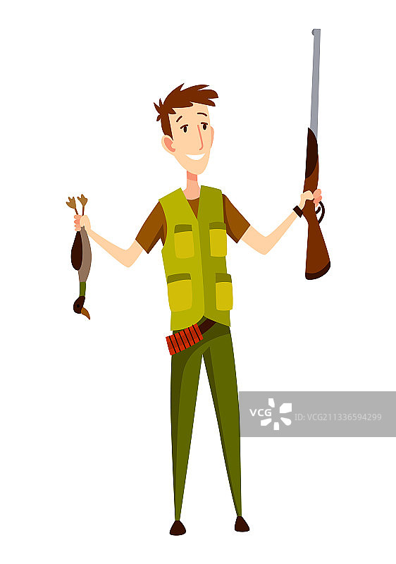 带着步枪和鸭子的猎人角色图片素材