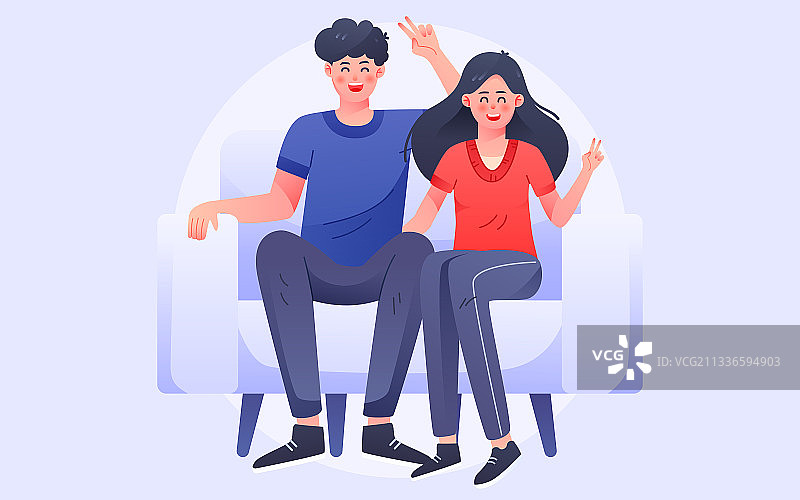 卡通情侣情人节家庭医疗健康保险矢量插画图片素材