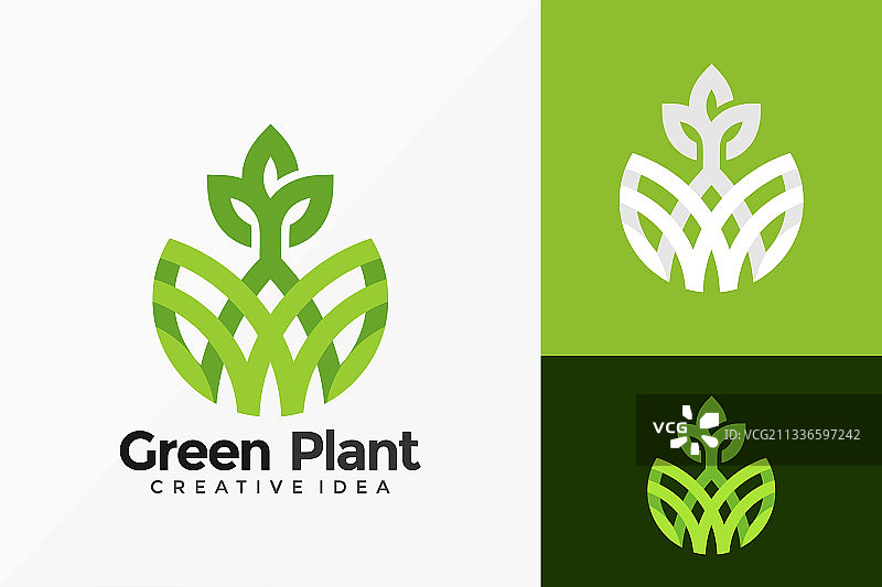 生态绿色植物标志设计抽象图案图片素材