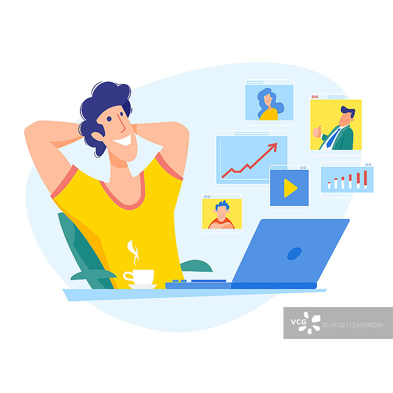 在家远程办公线上会议图片素材