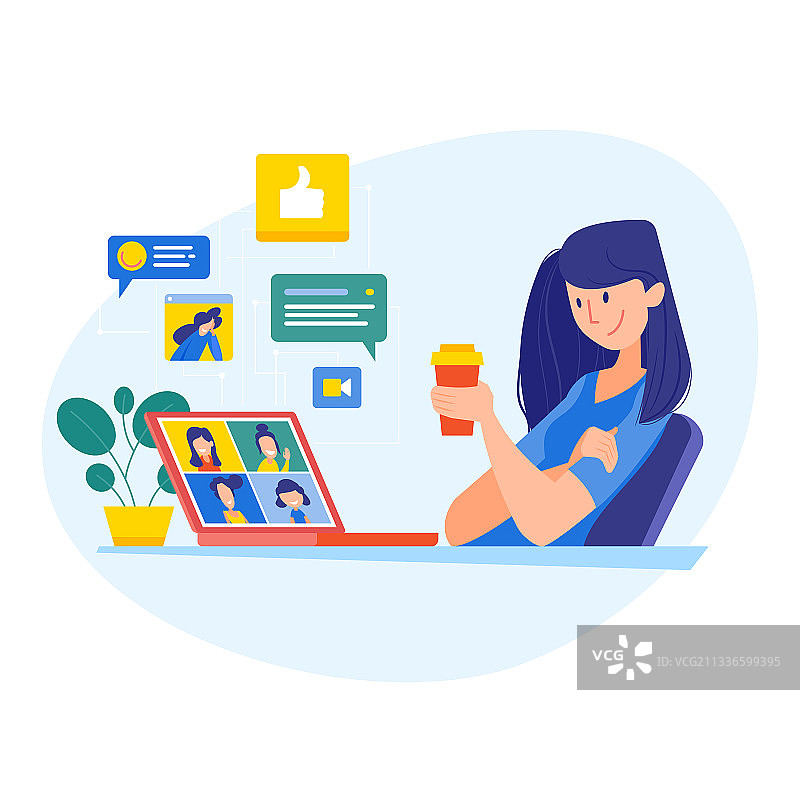 远程办公在线会议图片素材