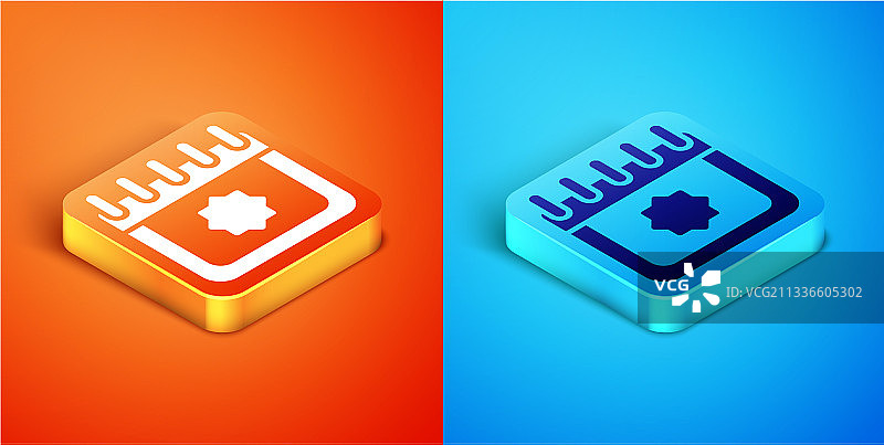 2.5D斋月日历图标，橙色背景图片素材