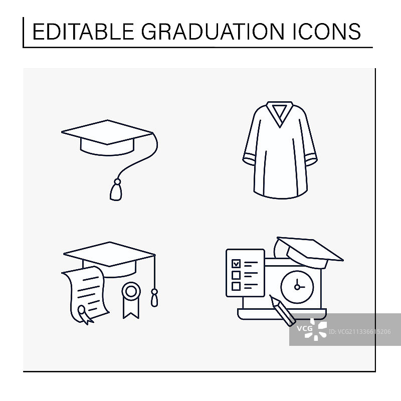 毕业季线性图标合集图片素材