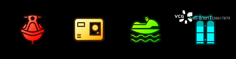 水上摩托艇极限运动相机和水肺图片素材