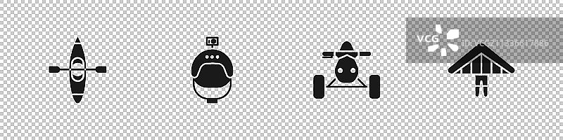 皮划艇或独木舟头盔与运动相机图片素材