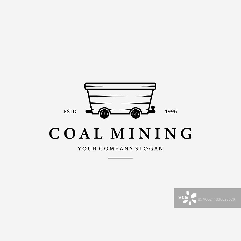 扁平风格复古矿车Logo设计图片素材