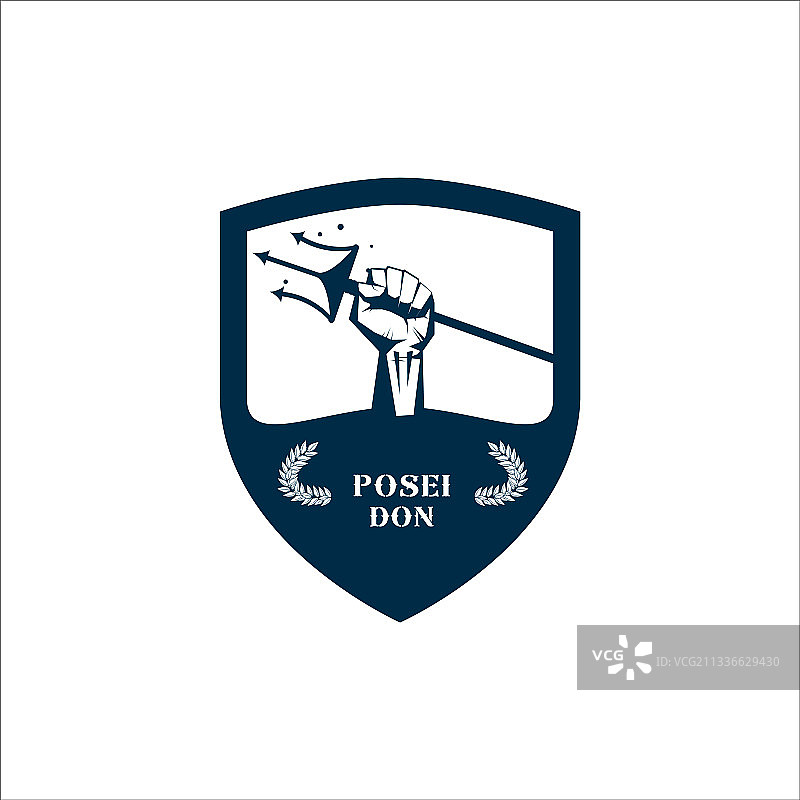 手持三叉戟希腊海神波塞冬姿势logo图片素材