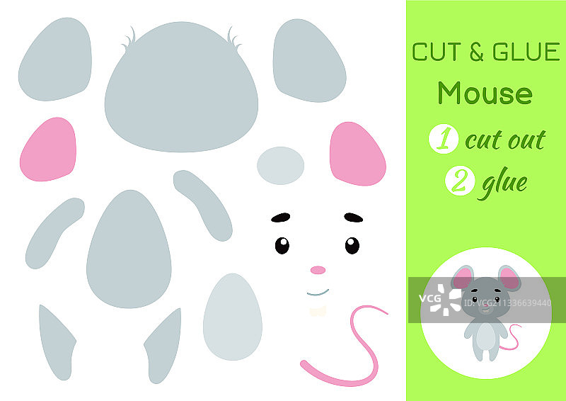 儿童小老鼠剪纸手工图片素材