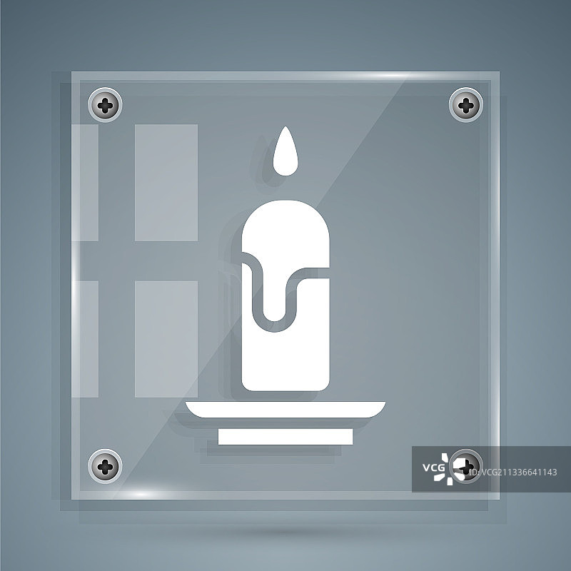 灰色背景中的白色燃烧蜡烛图标图片素材