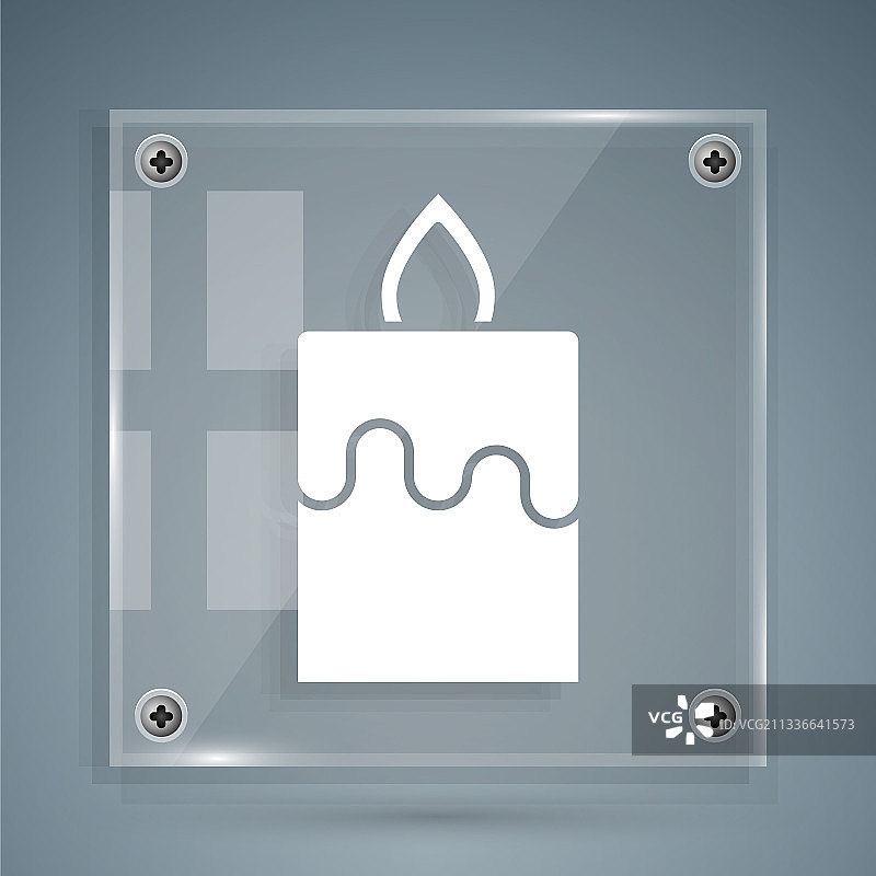 灰色背景中的白色燃烧蜡烛图标图片素材