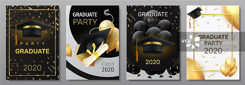 毕业邀请和祝贺卡片图片素材