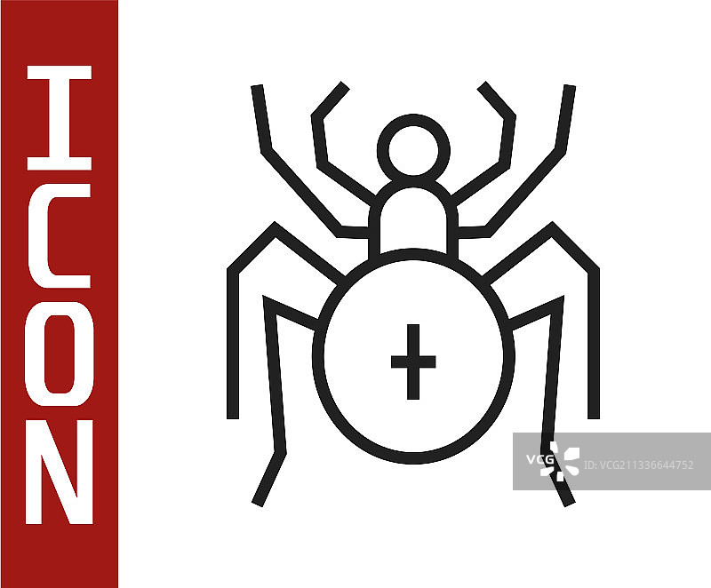 白色背景上的黑色线条蜘蛛图标图片素材