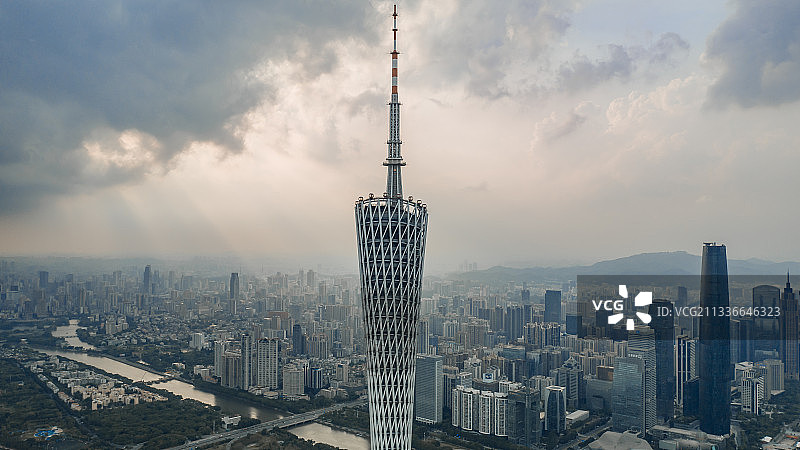 黄昏下广州塔图片素材