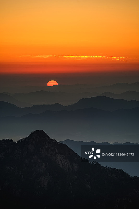 日升黄山图片素材