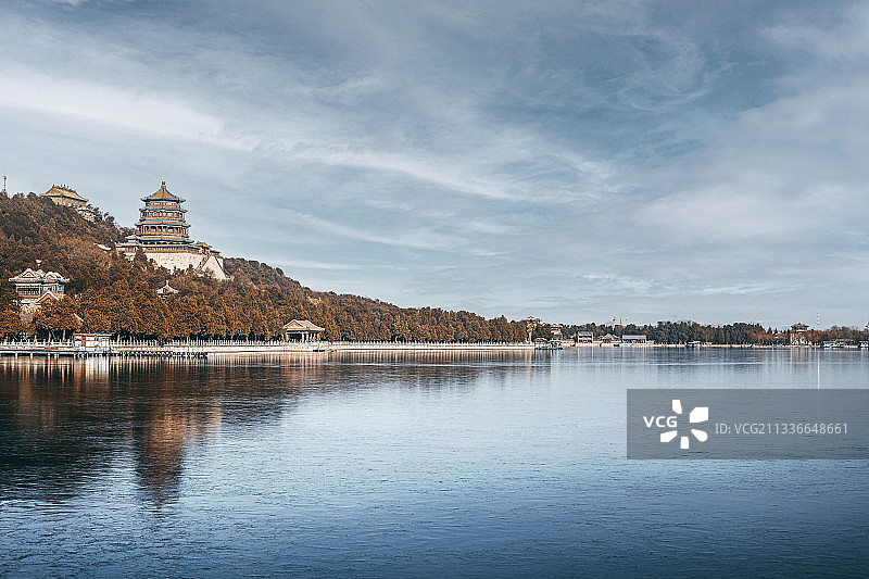 北京颐和园昆明湖万寿山佛香阁昆明湖图片素材