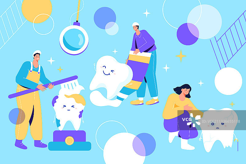 牙齿防护种植牙预防龋牙疾病口腔牙科牙医治疗医疗健康矢量插画图片素材