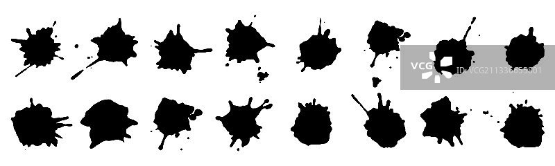 墨迹黑色油漆套装设计元素图片素材