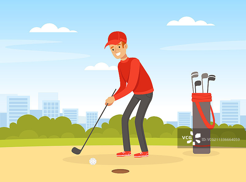 快乐男人打高尔夫球图片素材