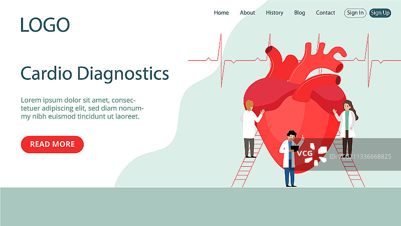 扁平卡通风格着陆页模板图片素材