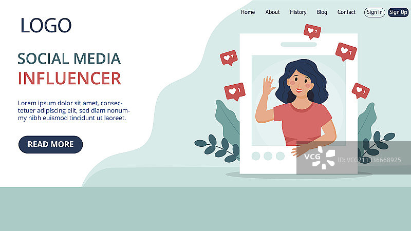 社交媒体网站着陆页模板图片素材