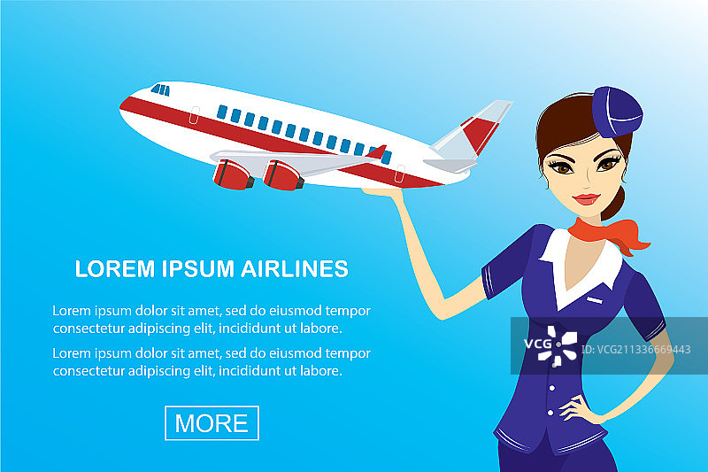 年轻漂亮的女主持人与飞机banner图片素材
