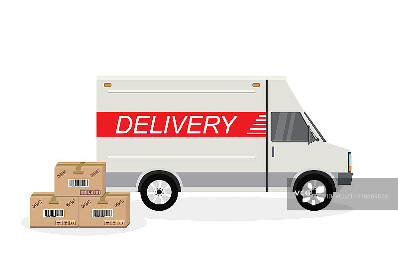 货运卡车和纸箱运输图片素材