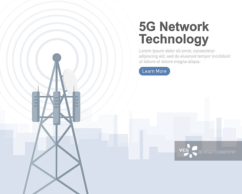 5G网络技术抽象图标3D图片素材