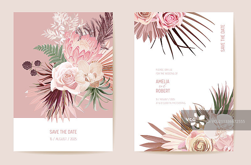 充满异国情调的干花棕榈叶波西米亚风图片素材